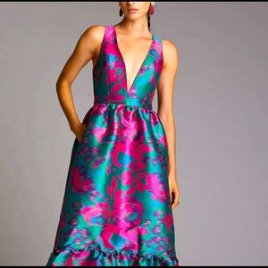 Anthropologie Hutch Jacquard High-Low Midi Dress